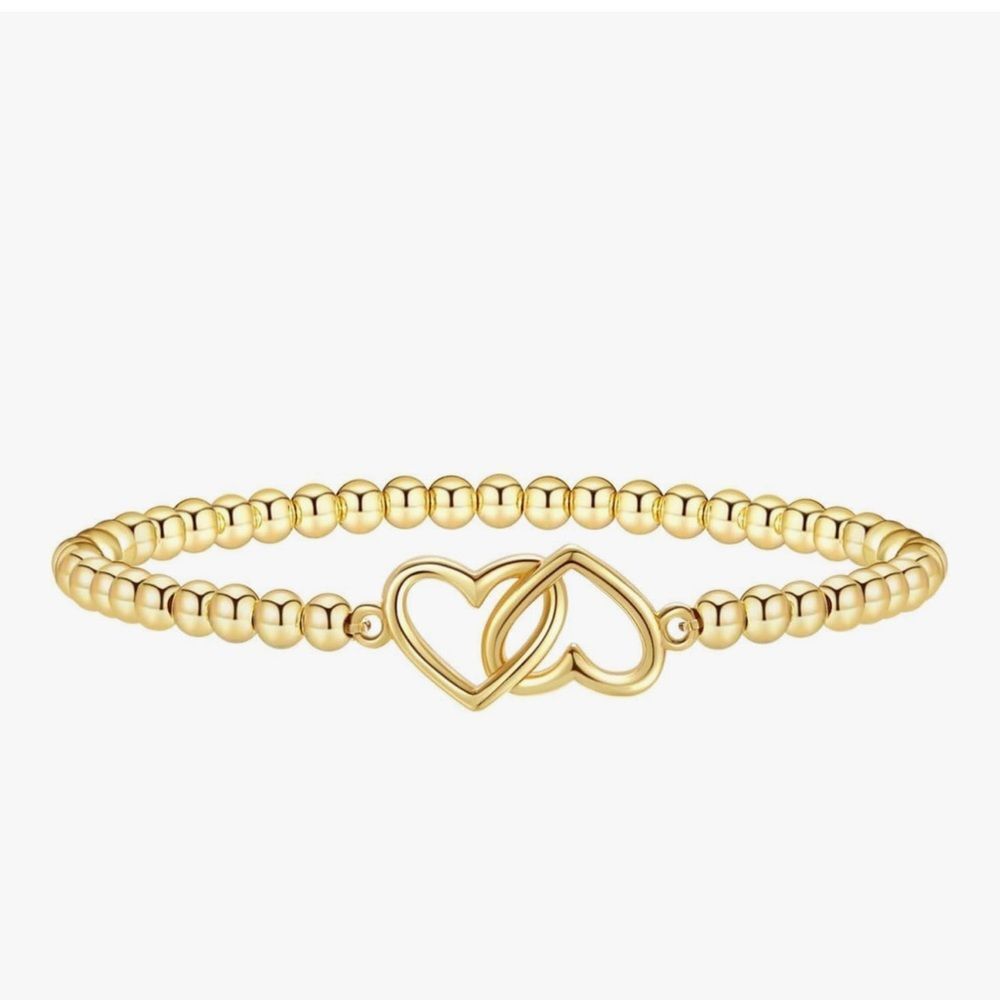 NEW 14K Real Gold Plated Heart Bracelet